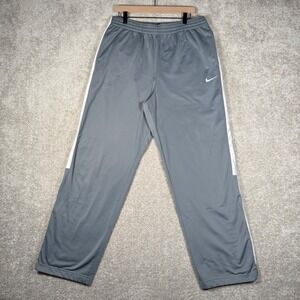 Nike Mens Large Gray Track Pants Athletic Basketball Warm‎ Up Pants Stripe